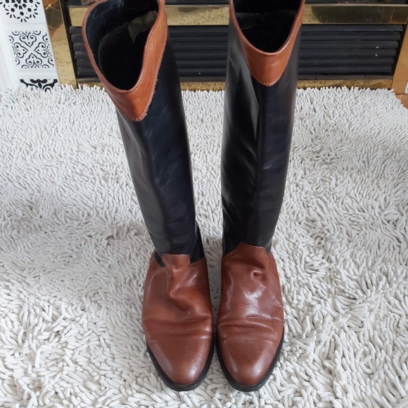 Ruggeri brown & black leather tall boots- size 38 - Picture 3 of 11